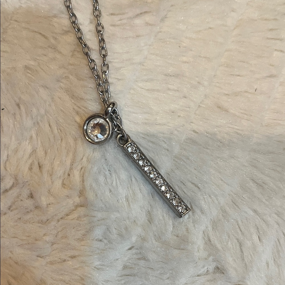 Lia Sophia Silver Bar Pendant Necklace